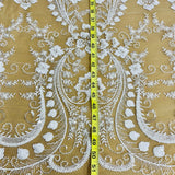 Beaded Lace Fabric on Polyester Net Mesh