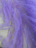Glitter Mesh Fabric with Scattered Pearls