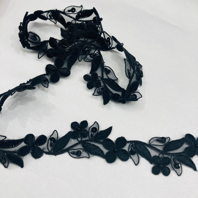 Beaded Corded Lace Trim 1.5" Wide