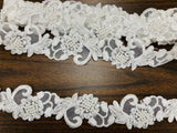 Beaded Corded Lace Trimming 2" Polyester Organza