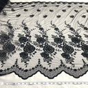 1 yarda de tela de encaje con cuentas bordada sobre malla de red 100% poliéster | Lace USA - 30146W-BP - Fucsia - 52" de ancho