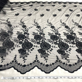 1 Yard Beaded Lace Fabric Embroidered on 100% Polyester Net Mesh | Lace USA - 30146W-BP - Fuchsia - 52" Wide