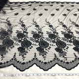 Beaded Lace Fabric on Polyester Net Mesh