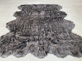 Renne Area Rug Bed Cover Collection Faux Fur Fabric - White, Tip Dye Gray, Animal Shape, 5' X 8', 2' X 6', 2' X 3' (1 Unit)