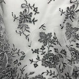 1 Yard Corded Bridal Lace Fabric Embroidered on Polyester Net Mesh for Elegant Wedding and Evening Gowns – 54"
