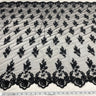 1 Yard - Beaded & Corded Lace Fabric Embroidered on 100% Polyester Net Mesh - Ivory - 53"