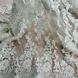 Beaded Corded Bridal Lace Ivory Mesh