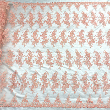 1 Yard Corded Embroidered Bridal Lace Fabric for Wedding Gowns 54 inch Width