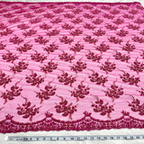 Beaded Sequined Lace Fabric on Polyester Net Mesh