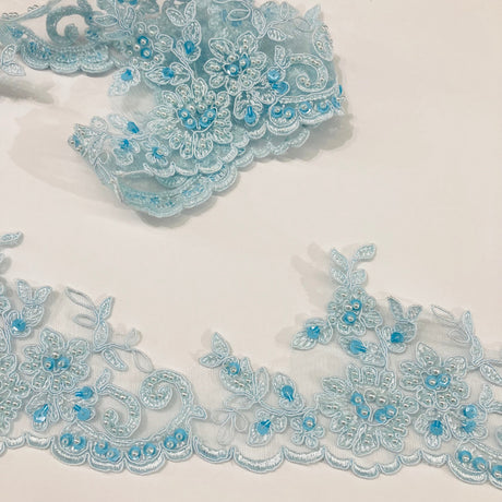 Beaded Corded Lace Trim Organza