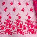 3D Floral Lace Fabric - Embroidered 100 Percent Polyester Tulle, 3D Satin Flowers And Leaves, 60" Width (1 Yard)