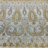 Beaded Embroidered Lace Fabric