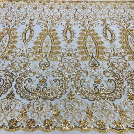 Beaded Embroidered Lace Fabric