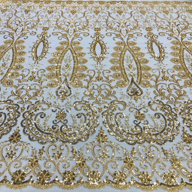 Beaded Embroidered Lace Fabric