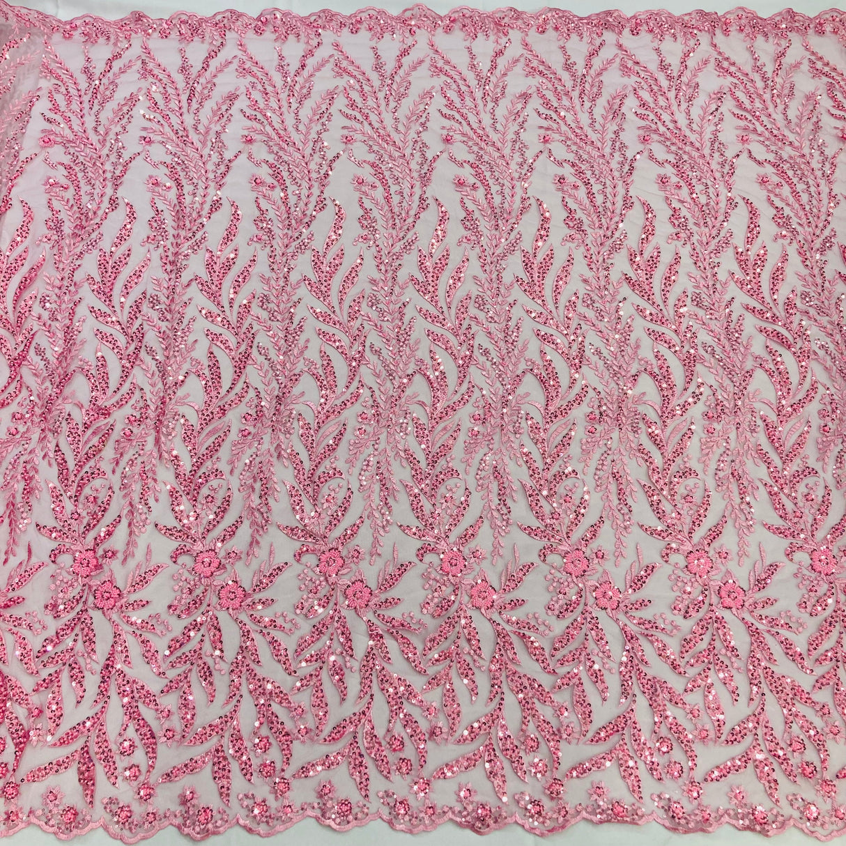 Beaded Embroidered Lace Fabric on Net Mesh