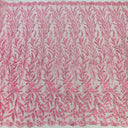 Beaded Embroidered Lace Fabric on Net Mesh