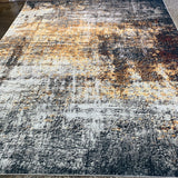 Yellow Gray Multicolor Print Vintage Design Printed Rug Fabric - Multi Vintage Print, 7'6" X 10'3" (1 Piece)