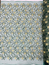 Daisy Multi Color Gold Metallic Floral Design Embroidered On A Red Mesh Lace Fabric - Red Mesh Lace, Gold Metallic Floral Design, 50" Width (1 Yard)