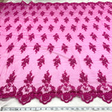 Beaded Corded Lace Fabric on Polyester Net Mesh