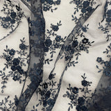 Embroidered Lace Fabric on Polyester Net Mesh