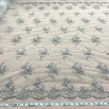 1 Yard Luxurious Beaded & Corded Bridal Lace Fabric Embroidered on Polyester Net Mesh – 54"