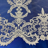 Beaded Corded Bridal Lace Fabric 51" White Ivory