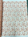 Estrella Corded Flowers Embroider With Sequins Mesh Lace Fabric - Floral Embroidered, Double Scallop, 50-54" Width, 36" Length (1 Yard)