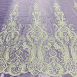 Beaded Lace Fabric on Polyester Net Mesh