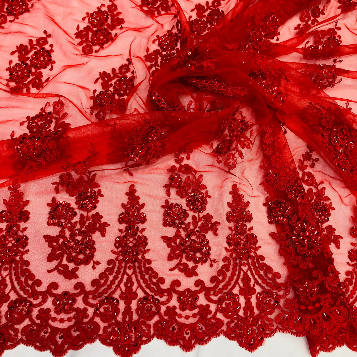 Beaded Corded Lace Fabric 52" Wide