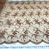 1 Yard Silver Beaded Lace Fabric Embroidered on Net Mesh for Wedding and Evening Gowns – 52"