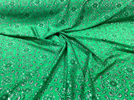Bandanna Print Nylon Spandex Fabric - Bandanna Print, 58" Width (1 Yard)