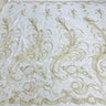 1 Yard Exquisite Corded Embroidered Bridal Lace Fabric for Special Occasion White