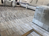 Fade Mocha White Patchwork Cowhide Fabric - Brown/White Faded, Area Rug, 5' X 7', 8' X 10', 9' X 12' (1 Unit)