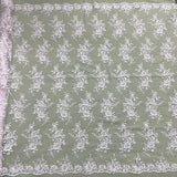 1 Yard Premium Corded Embroidered Bridal Lace Fabric for Elegant Dresses White