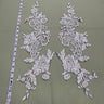 1 Pair 22" x 5" Corded Floral Lace Applique 100% Polyester Net Mesh