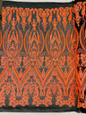 Big Sequin Damask Polyester Fabric - Damask Sequin Mesh, 54" Width (1 Yard)