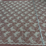 1 Yard Regal Beaded and Corded Lace Fabric Embroidered on Polyester Net Mesh