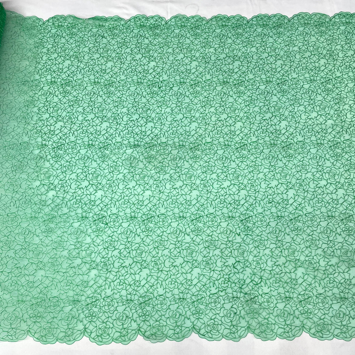 Embroidered Lace Turquoise Mesh