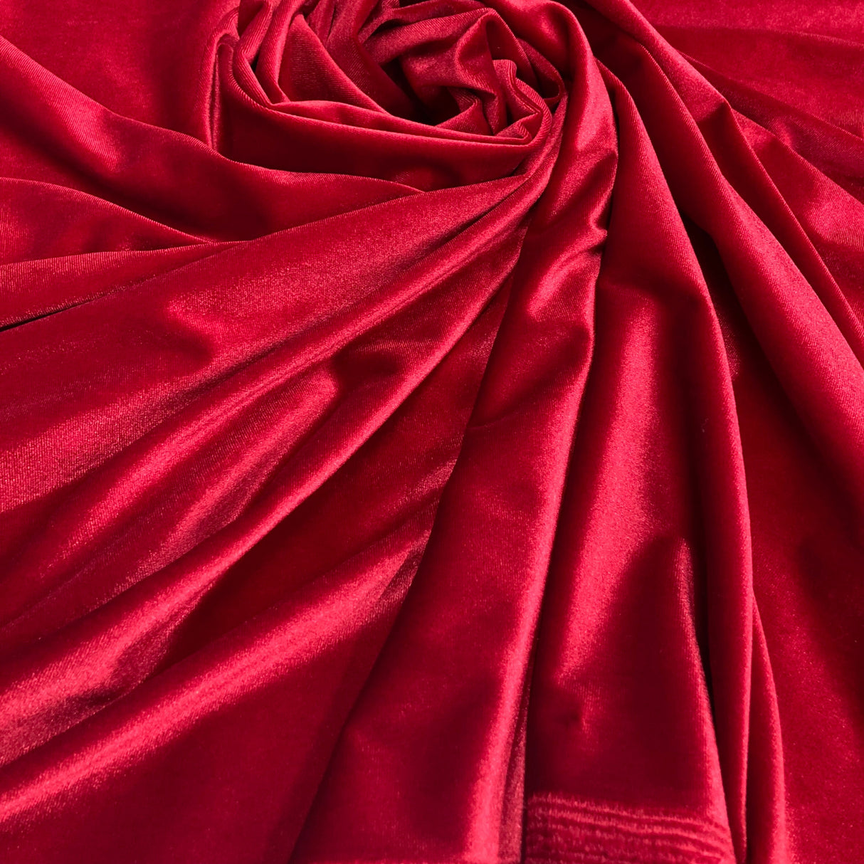 Velvet 4-Way Stretch Velvet Fabric - Red, 60" Width (1 Yard)