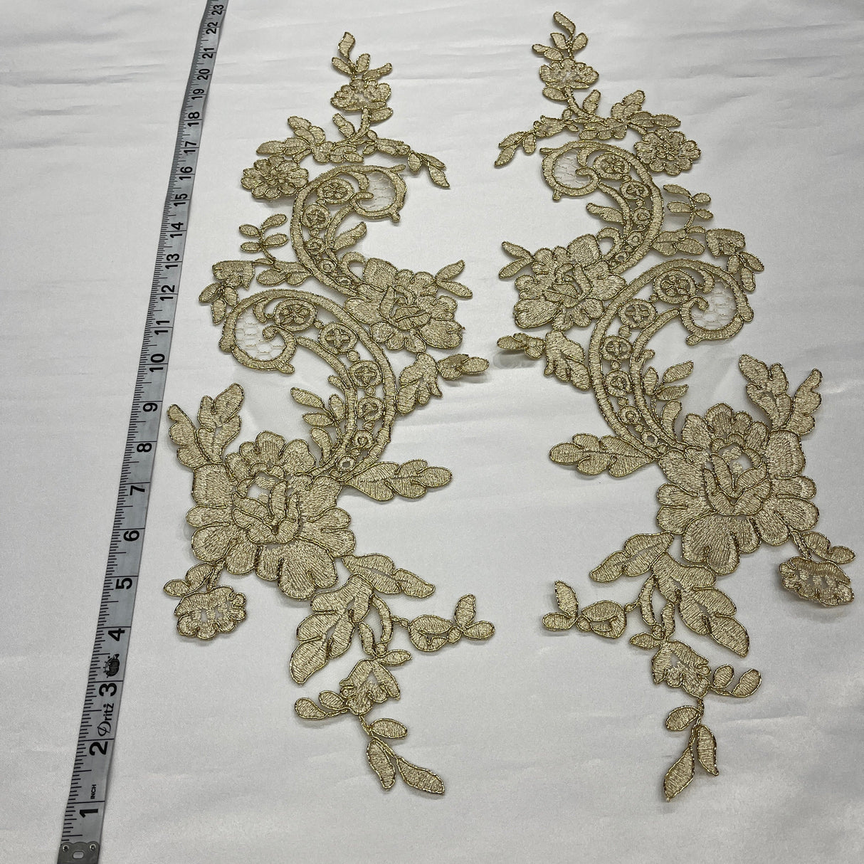 Corded Floral Lace Applique 22" x 5"
