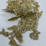 Beaded Corded Floral Lace Applique 20" x 5.5"