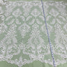1 Yard Silver Corded Bridal Lace Fabric Embroidered on Polyester Net Mesh Floral Design 52 Inch Width