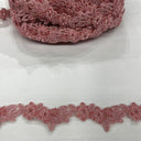 Beaded & Corded Lace Trimming Embroidered On 100% Polyester Net Fabric - 1.5" Width, Multiple Colors (1 Yard)