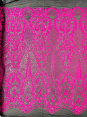 Small Damask Pattern Sequin Fabric - Damask Sequins, 54" Width (1 Yard)