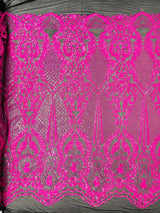Small Damask Pattern Sequin Fabric - Damask Sequins, 54" Width (1 Yard)