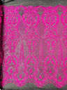 Small Damask Pattern Sequin Fabric - Damask Sequins, 54" Width (1 Yard)