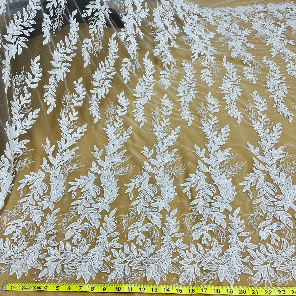 Beaded Lace Fabric on Polyester Net Mesh 54"