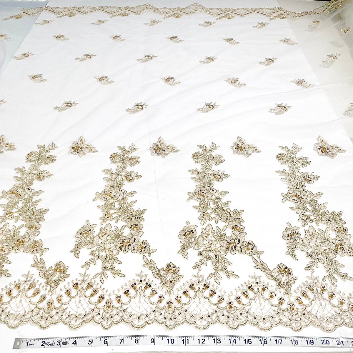Beaded Corded Bridal Lace Mesh