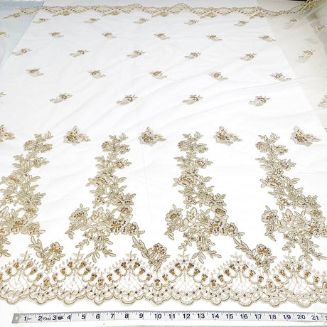 Beaded Corded Bridal Lace Mesh