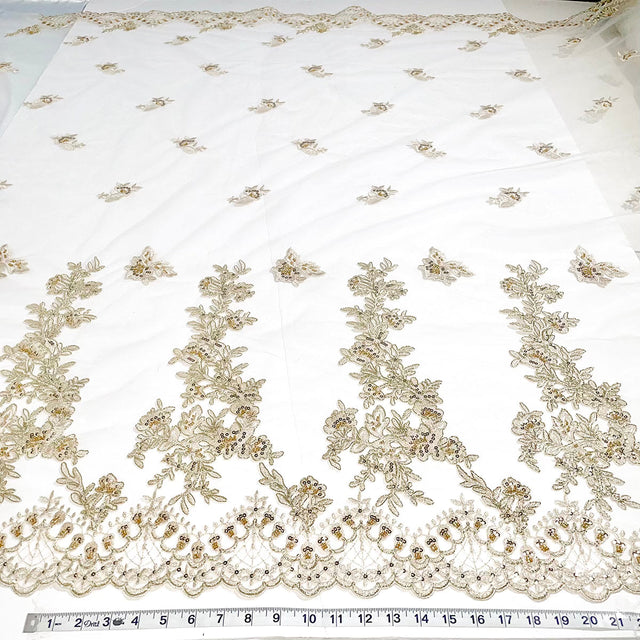 Beaded Corded Bridal Lace Mesh